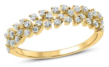 0.84ct Naturale Diamante Rotondo 14k Bis Marcato Oro Giallo Matrimonio Grappolo