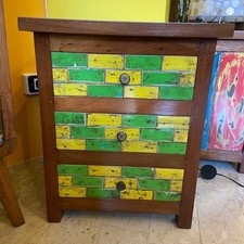 Comodino etnico in legno teak