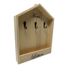 Cassetta portachiavi da parete 3 ganci in legno per decoupage porta chiavi