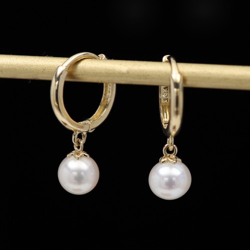 Orecchini huggie 14k con perle - huggie,