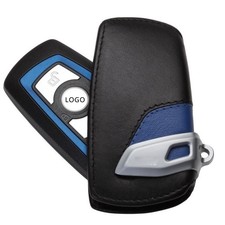Custodia in pelle portachiavi telecomando porta borsa portachiavi auto per BMW nero e blu