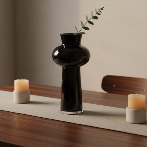 Vaso nero cristallo effetto - nero,