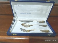 TRIS POSATE VINTAGE BAMBINO ARGENTO ITALIANO 800 GREGGIO PD TAVOLA ARREDO 