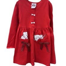 Vestito bambina vintage Disney 101 Dalmations taglia 6/7 fiocchi natalizi