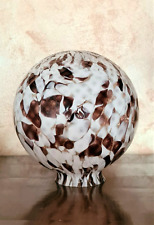 Paralume tondo in vetro globo sfera di luce bianca e amaranto vintage raro