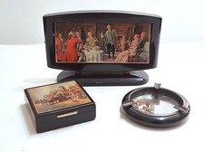 Portasigarette vintage con posacenere da tavolo in legno porta sigari ammezzati