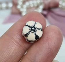Charm clip fiore ciliegio smalto rosa originale Pandora 💕 925 ALE R44b