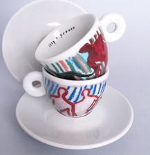 2 Illy tazzine SANDRO CHIA cups Illy Collection 1997 bar espresso Slight signs