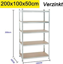 Scaffalatura in acciaio zincato a 5 ripiani 200 x 100 x 50 cm DAYPLUS