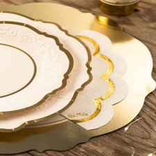 8 BICCHIERI BIANCHI BORDO ORO LIBERTY