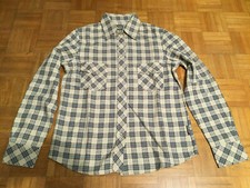 THINK PINK CAMICIA SPORTIVA DONNA QUADRI 100%COTONE BEIGE/AZZURRO TAGLIA S