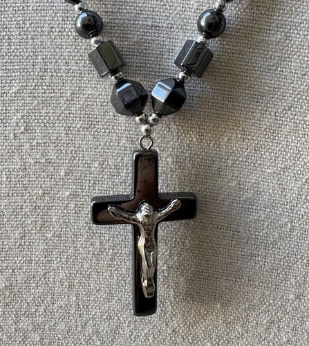 Collana crocifisso ematite - collana,