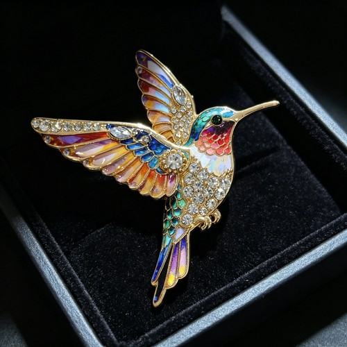 Spilla colibrì strass lusso