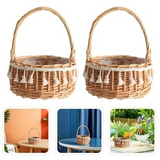  Cestini portaoggetti in vimini da 2 pezzi con manico - Piccoli cestini rotondi