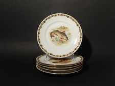 ANTICO SERVIZIO 6 PIATTI PIANI PORCELLANA RICHARD GINORI DECORO PESCI MILANO