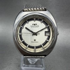 Orologio Technos Maveric Uomo 38mm Quadrante Bianco Acciaio Data Tondo Automatico Funzionante Vintage