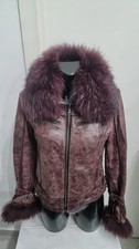 Giacca giubbino SARAH CHLOE donna in pelle colore bordeaux taglia S cod. AN98