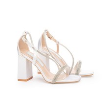 Sandali da sposa tacco a blocco 8,5 cm - Scarpe da sposa bianco/avorio con...