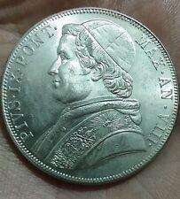 Stato Pontificio Pio IX 5 lire 1870 Fantastico Falso Da Studio/Riconio Dettagli