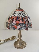 Lampada Abatjour Vetro TIFFANY base LIBERTY in Ottone con libellule