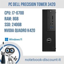 PC Dell Precision Tower 3420 Cpu i7-6700 Ram 8Gb Ssd 240gb  NVIDIA Quadro K420