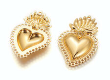  2pz charm ciondolo cuore sacro dorato 40x25mm colore oro bijoux 