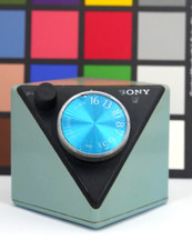 RARE SONY Cube Radio ICR-1826 Transistor Space Age Vintage Silver Blue 1972 ICF