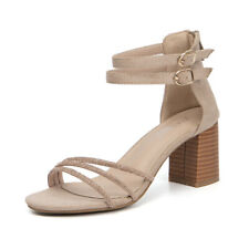 Sandali per donna tacco doppio 7cm aperta davanti con cinturino da 36 a 42