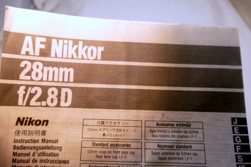 Nikon nikkor 28mm 8d 8 - 28mm, f2.8d