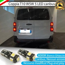 COPPIA LUCI TARGA 5 LED FIAT SCUDO 3 T10 W5W CANBUS 100% NO ERROR 6000K BIANCO