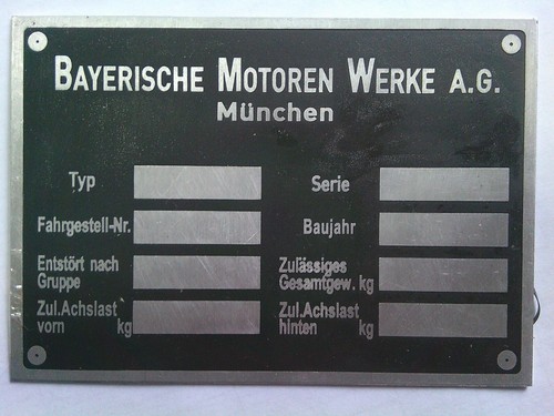 Typenschild bmw plate - typenschild,