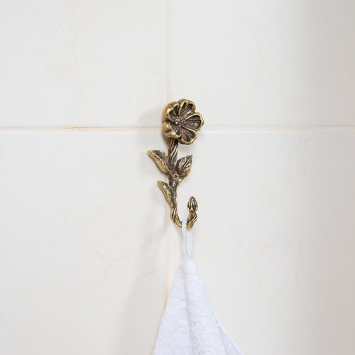 Gancio parete fiore ottone - gancio,