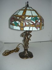 Lampada Abatjour Vetro TIFFANY base LIBERTY in Ottone