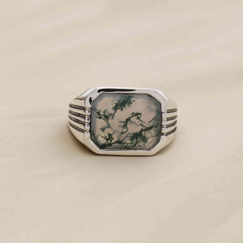Anello uomo agata muschio - da,