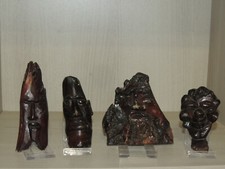 4 Antiche  piccole maschere orientali  in legno