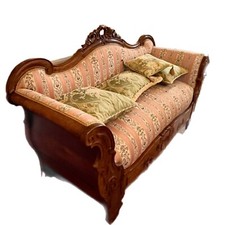 Salotto in stile Luigi Filippo (divano + 2 poltrone + 2 sedie) in tessuto