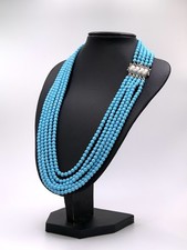 Collana Pasta Di Turchese Oro Bianco 18 Kt