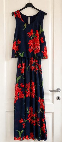 Vestito lungo blu - a, fiori