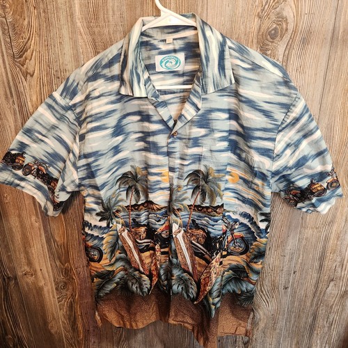 Camicia blu gohawaii moto - camicia,