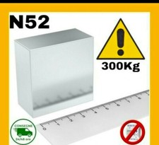 MAGNETE NEODIMIO N52 MADE IN GERMANY 50 X 50 X 30 POTENTE OLTRE 320 KG CALAMITA 