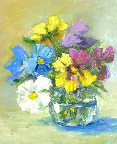 Pansies originale dipinto - dipinto, olio