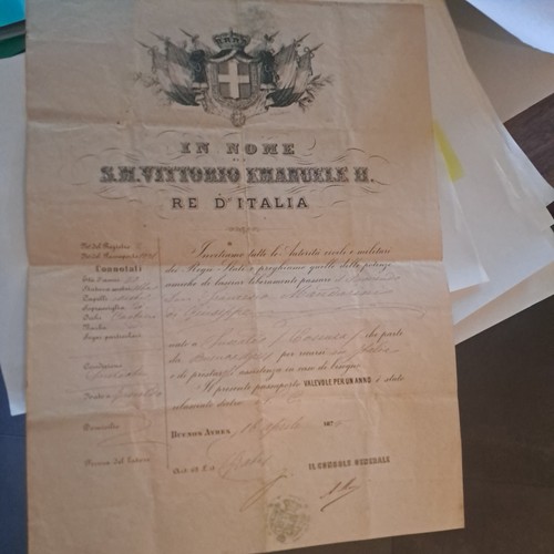 Passaporto del regno italia - del, d'italia