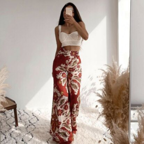 Zara pantalone donna rosso - pantalone,