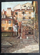 CARTOLINA ITALIA TRIESTE PIAZZA BARBACAN ILLUSTRATORE BRESSANUTTI ITALY POSTCARD