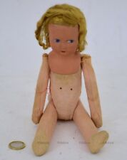 Bambola antica '800 Testa cartapesta corpo paglia panno H30 doll abiti cloth-1II