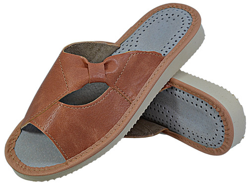 Pink leather slippers womens - pink,