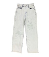 Jeans Cropped A Gamba Larga Strappati E Con Toppe GUESS Donna, Blu, 24