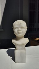 Busto in Marmo alabastro “Testa di Bambino” – Scultura Decorativa Vintage (1981)
