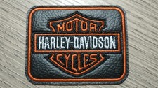 Toppa Patch Emblema da cucire  Harley Davidson Cycles Ricamato su Ecopelle nera