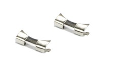 2 Terminali finali acciaio curvi cinturino bracciale oyster 22mm foro 9mm X33